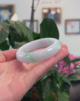 Baikalla Natural Icy Apple-Green Patches Jadeite Jade "Half Round" Bangle Bracelet (54.7mm) 