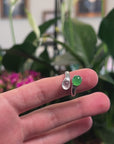 Baikalla Natural Imperial Green & Icy Jadeite Jade Cabochon 18kw Gold Ring W/ Natural Diamonds