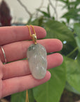 Genuine Ice Green Jadeite Jade Jin Zhi Yu Ye (Leaf) Necklace