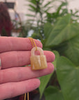 Baikalla Genuine Ice Yellow Jadeite Jade Lock Necklace Pendant