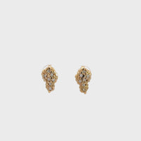 14k Yellow Gold Nugget and Diamond Earrings
