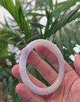 Baikalla Lavender Patch Jadeite Jade Traditional Round Bangle Bracelet (58.5mm) 