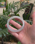 Baikalla Icy Light Green Jadeite Jade "Half Round" Bangle Bracelet (59.2mm) 