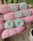 *Custom 18k Yellow Gold Natural Icy Light Green Kou Kou Dangle Earrings With Ru Yi Accent (06/27/26)
