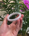 Baikalla Light Lavender W/ Green Patch Jadeite Jade "Half Round" Bangle Bracelet (54.5mm) 