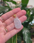 Baikalla 18K Yellow Gold "Ruyi" Natural Icy White Jadeite Jade Pendant W/ Natural Diamonds