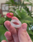 Natural High Icy Light Blue Burmese Jadeite Jade Band Ring 