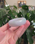 Baikalla Natural Icy Green & Light Lavender Jadeite Jade "Half Round" Bangle Bracelet (52.2mm) 