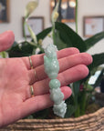 Baikalla Natural Light Apple-Green Jadeite Jade "Dragon" Bead Bracelet