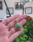 Baikalla Natural Vibrant Green Patch Jadeite Jade "Happy Buddha" Pendant W/ 18K Yellow Gold & Natural Diamond Bail