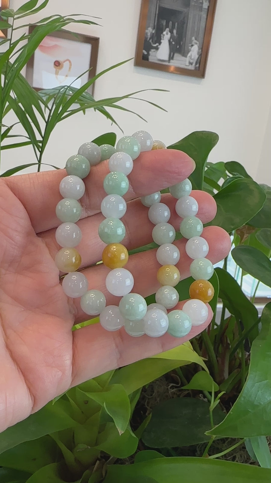 Genuine Jadeite Jade Round Multiple Colors Beads Bracelet ( 9.5 mm)