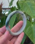 Baikalla "Half Round" Blue Green Jadeite Jade Bangle Bracelet (62.55 mm) 