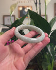 Baikalla Natural Light Green W/ Sajin (Golden Dust) Jadeite Jade "Half Round" Bangle Bracelet (55.2mm) 
