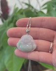 Natural Jadeite Jade Buddha Necklace With Gold Diamond Bail