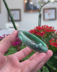 Baikalla Natural Vibrant Forest-Green Jadeite Jade "Half Round" Bangle Bracelet (53.1mm) 