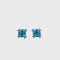 Baikalla™  18k White Gold Natural Swiss Blue Topaz Stud Earrings