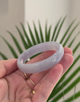 Baikalla Natural Icy Light Lavender W/ Faint Green Patches Jadeite Jade "Oval Square-Cut" Bangle Bracelet (51.7mm) 