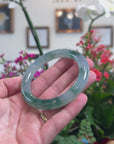 High-End Natural Icy Green Jadeite Jade "Traditional Round" Bangle Bracelet (55.4mm) GIA 