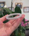 Baikalla Natural Icy Faint Lavender Jadeite Jade "Traditional Round" Bangle Bracelet (52.5mm) 