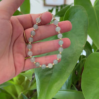 Baikalla High Genuine Ice Jadeite Jade Round Beads Bracelet With 18K Yellow Gold Clasp ( 6.5 mm )