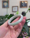 Baikalla Natural Light Green & Faint Lavender Jadeite Jade "Half Round" Bangle Bracelet (56mm) 