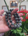 Baikalla Natural WuJi "乌鸡" Black & Grey Jadeite Jade Large Round Beads Men's Bracelet (13.5mm)