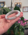 Baikalla Natural Light Lavender Green & Sajin (Golden Dust) Jadeite Jade "Half Round" Bangle Bracelet (56.7mm) 