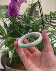 Baikalla Apple-Green & White Jadeite Jade "Half Round" Bangle Bracelet (62mm) 
