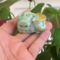 Genuine Burmese Yellow-Green Jadeite Jade PiXiu Pendant Necklace