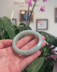 Baikalla Natural Light Apple-Green Jadeite Jade "Half Round" Bangle Bracelet (56.4mm) 