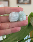 Genuine Burmese White Blue-Green Jadeite Jade PiXiu Pendant Necklace