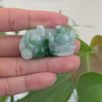 Genuine High quality Burmese Ice Green Jadeite Jade PiXiu Pendant Necklace