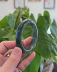Baikalla "Half Round"  Deeper Green Jadeite Jade Bangle Bracelet (60 mm) 