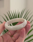 Baikalla Natural Light Yellow-Green Jadeite Jade "Oval Half Round" Bangle Bracelet (51.3mm) 
