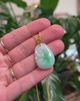 Baikalla 18K Yellow Gold "Ruyi" Natural Icy White & Vibrant Green Jadeite Jade Pendant
