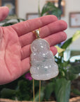 Baikalla 14k "Goddess of Compassion" Genuine Burmese Jadeite Jade Guanyin Necklace
