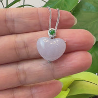 Baikalla 14K Yellow Gold Genuine Burmese Lavender Jadeite Jade Heart Pendant with VS1 Diamonds High Jewelry