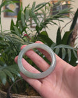 Baikalla Icy Oil-Green Jadeite Jade "Half Round" Bangle Bracelet (57.3mm) 