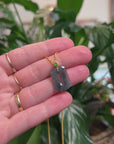 Baikalla 18k Yellow Gold Icy Black Wuji Jadeite Jade Pendant W/ Imperial Green Jade