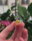 Baikalla Natural Yellow Jadeite Jade 18ky Gold Heart Ring 