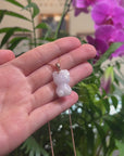 Baikalla "Hello Kitty" Natural Jadeite Jade Pendant W/ 14k Rose Gold Bail