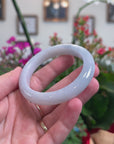 Baikalla Natural Light Lavender Jadeite Jade "Half Round" Bangle Bracelet (55.5mm) 