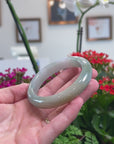Baikalla Natural Multi-Color "Fu Lu Shou" Jadeite Jade "Half Round" Bangle Bracelet (57.1mm) 