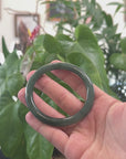 Baikalla Deep Oil-Green Jadeite Jade Bangle Bracelet (55.6mm) 