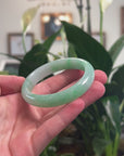 High-End Icy Vibrant Apple-Green Jadeite Jade Oval Bangle (57mm) 