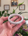 Baikalla Natural Light Lavender W/ Black Wuji Patch Jadeite Jade "Oval" Bangle Bracelet (54.4mm) 