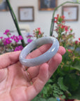 Baikalla Natural Light Blue Lavender Jadeite Jade "Half Round" Bangle Bracelet (50.8mm) 