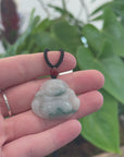 Genuine Burmese Blue Jadeite Jade Happy Buddha Necklace