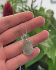 "Wang Shi Ru Yi" Genuine Ice Green Jadeite Jade Pendant Necklace With 18K White Gold Diamond Bail