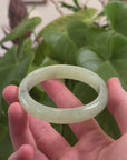 Baikalla Natural Icy Apple Green Jadeite Jade Oval Bangle Bracelet (54.1 mm) 